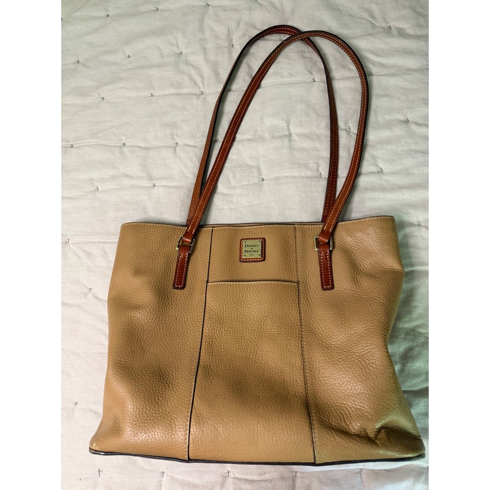 Dooney & Bourke Pebble Grain Leather Tote Bag Tan Brown Shoulder Bag